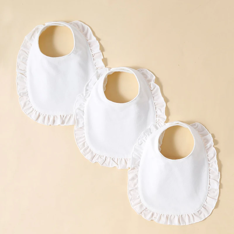 3 Pcs Baby Girls' Saliva Towel 100% Cotton Soft Comfort Lace White Simplicity 0-2 Yeas Old