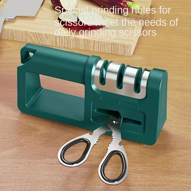 1pc Four-in-One Diamond Knife Sharpener - Quick and Easy Sharpening for Kitchen Knives, Scissors, and Blades