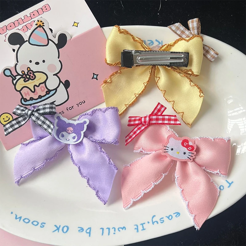 Cute Solid Color Bow Hair Clips para Mulheres, Bangs Hair Clip para Meninas, Handmade Kawaii Barrettes, Headwear para Crianças, Acessórios para cabelo