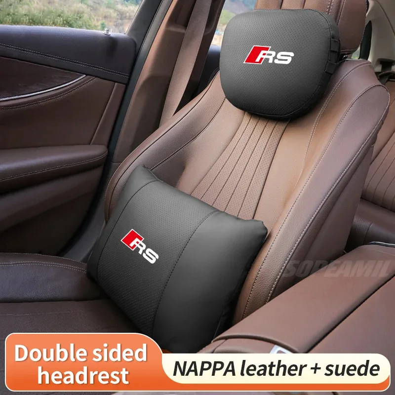 

For Audi RS3 RS4 RS5 RS6 RS7 SLine RSQ3 RSQ5 RSQ7 RSQ8 Leather TT Car Headrest Neck Support Seat Lumbar cushion Soft Neck Pillow