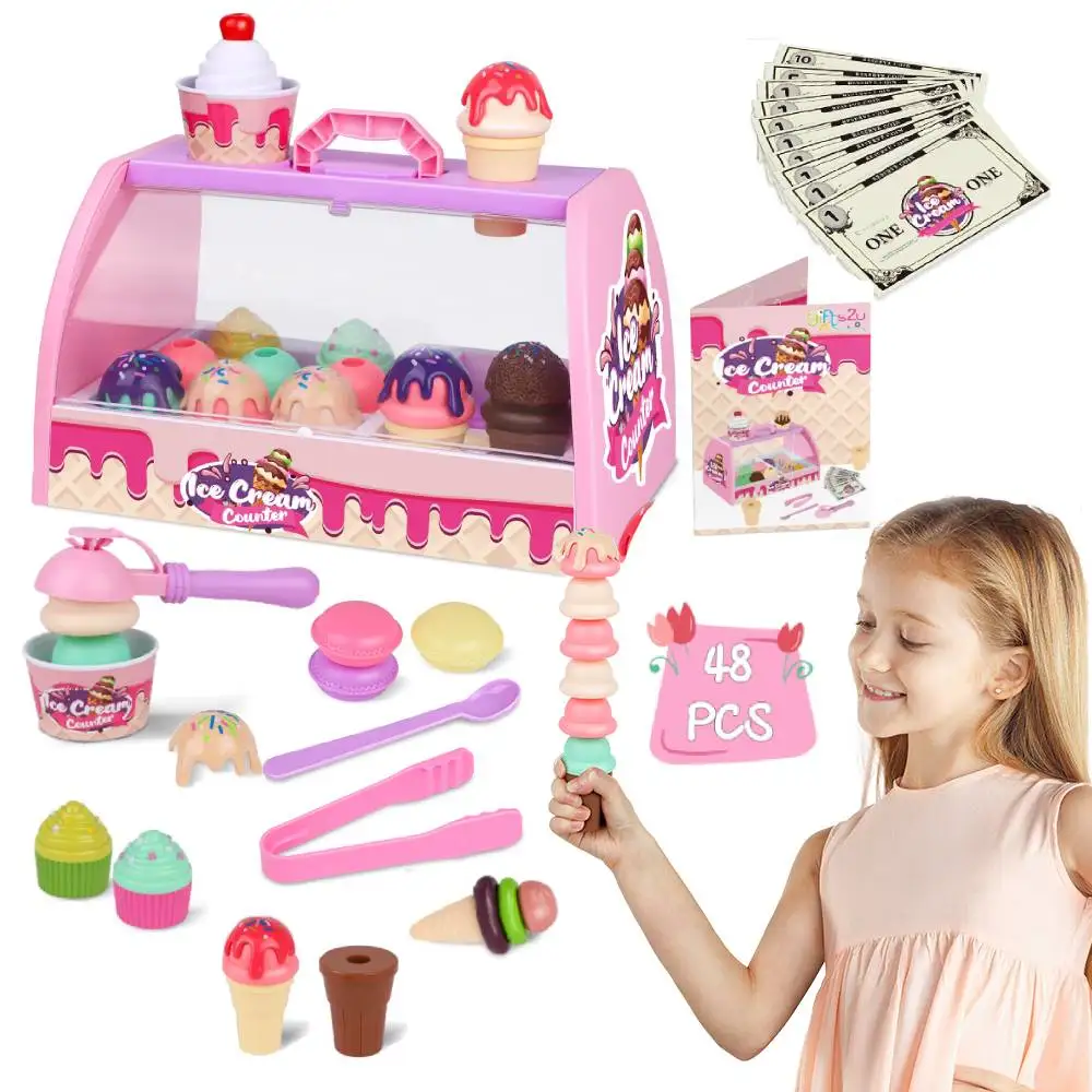 Pretend Play Set Toys for Kids, Fake Cake Kit, Sobremesa Stack Up Tower, Play Store, Alimentos, Simulação, Faça você mesmo, Artesanato, Sorvete, Cozinha, Menina