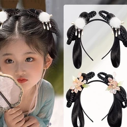 Ancient Chinese Costume Hairband Headdress Hanfu Wig Bow Wig Bag Ancient Style Girls Antique Coiled Hair Bun Hair Accessories