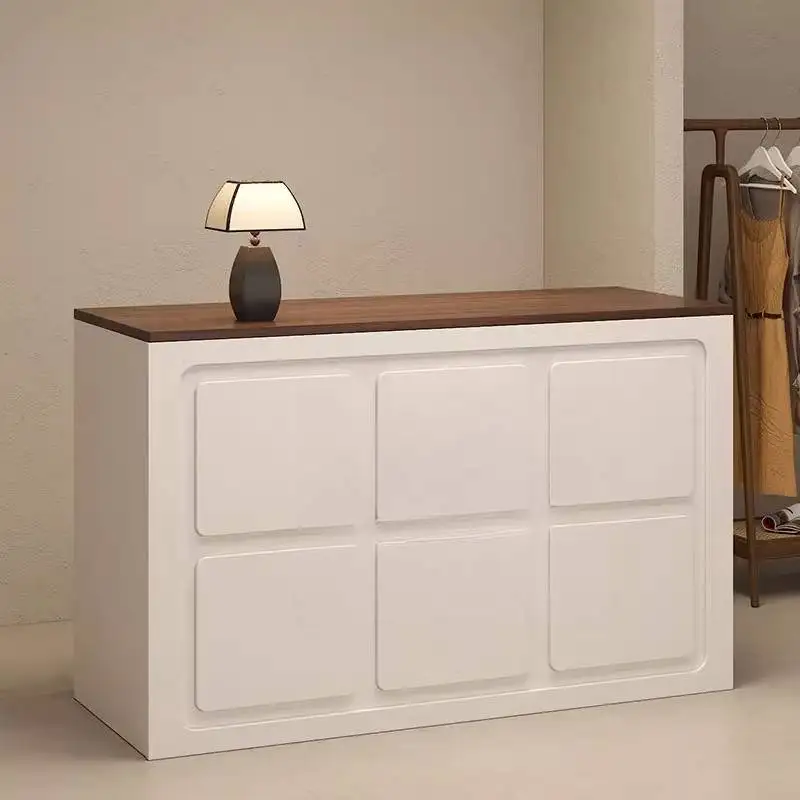 Banchi reception dal design portaoggetti Banchi reception classici bianchi con cassa nera Mobili per ufficio moderni di lusso per reception Mostrador