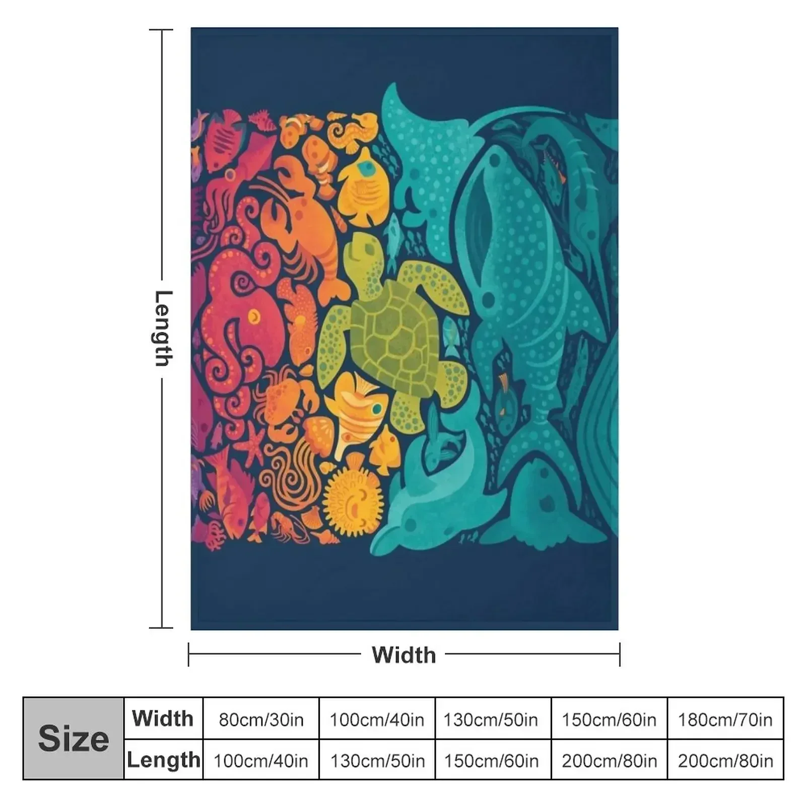 Aquatic Spectrum Throw Blanket couch cozy soft plush fuzzy picnic outdoor blanket