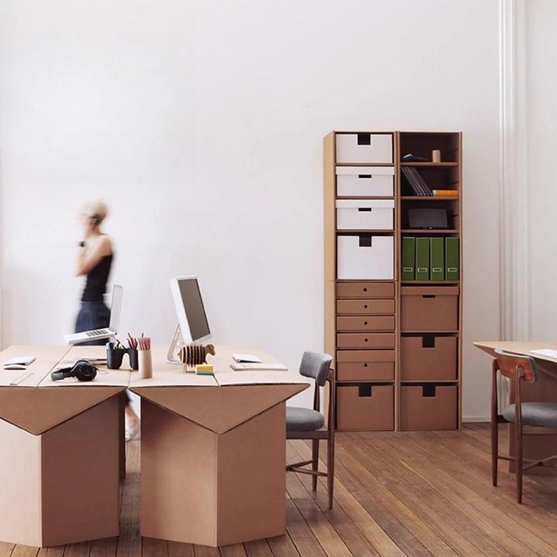 Muebles creativos modernos, escritorio triangular de papel, mesa de comedor