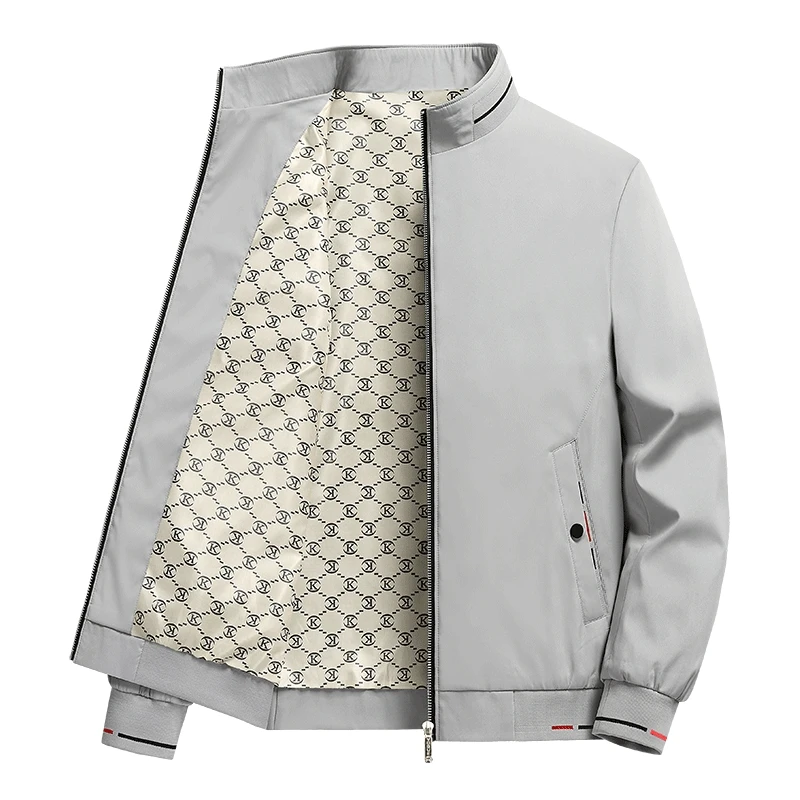 Business stand-up collar jacket men's spring and autumn new plush casual jacket top thickened warm jacket men's clothing