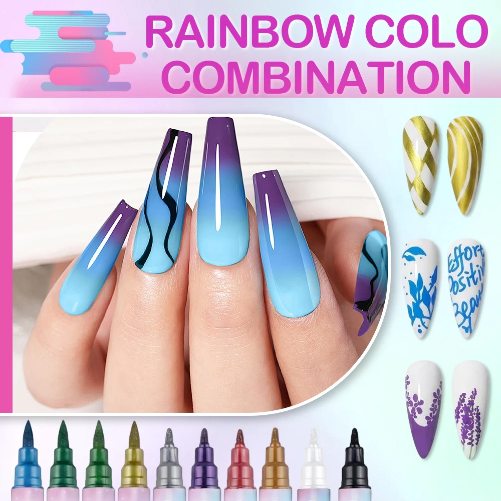 

10-цветный набор 3D ручек для дизайна ногтей, точечная ручка для ногтей, граффити, точечная ручка, рисунок, живопись для DIY, дизайн ногтей, красота, украшение, маникюрные инструменты