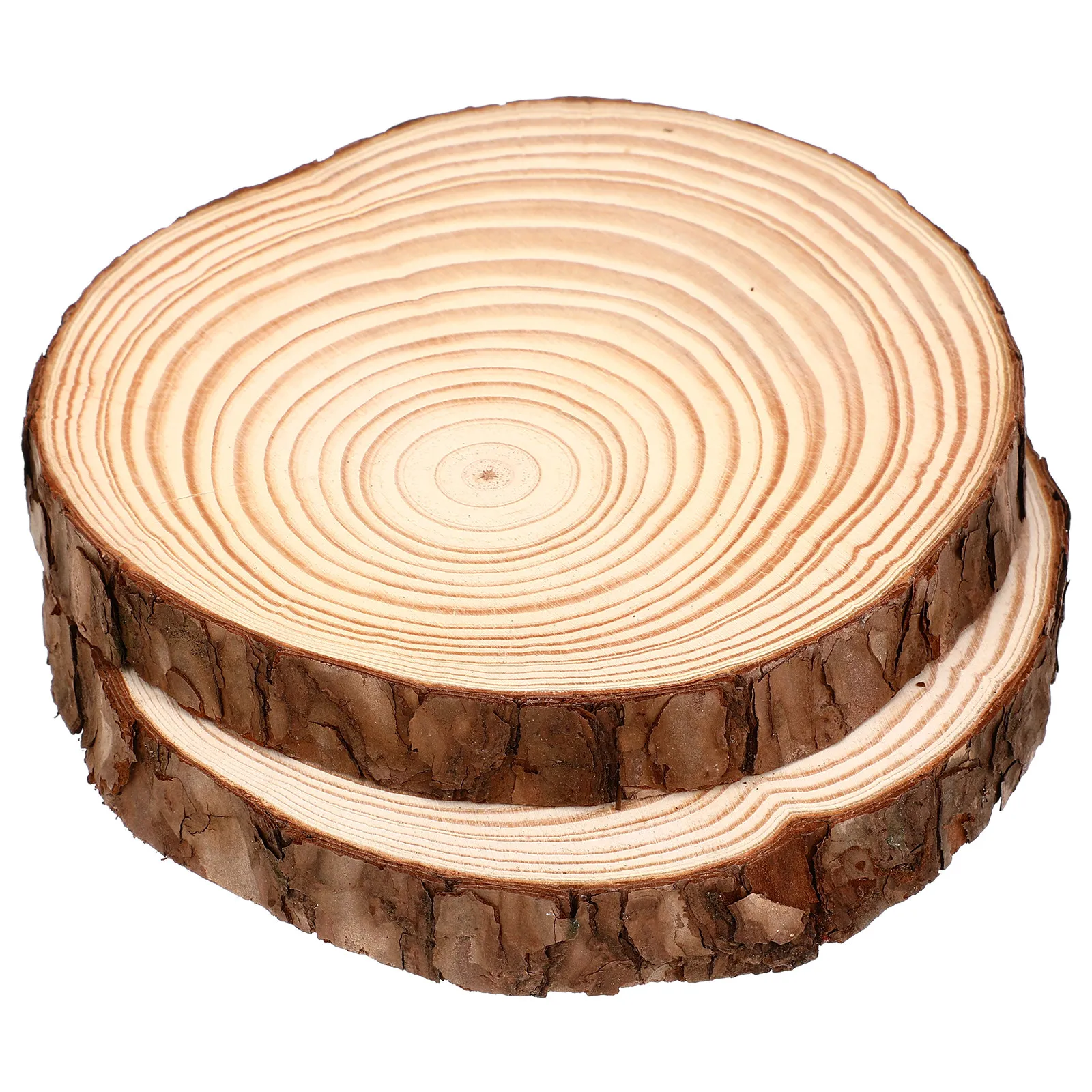 2Pcs Wood Rounds with Bark Rustic Unpainted Circles for Crafts DIY Home Decor Wood Slices Wooden Ornaments Painting Centerpieces