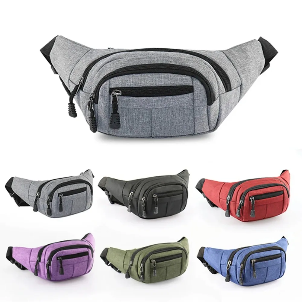 New Canvas Waist Bag Waterproof Zipper Banana Bag Breast Package Men Women