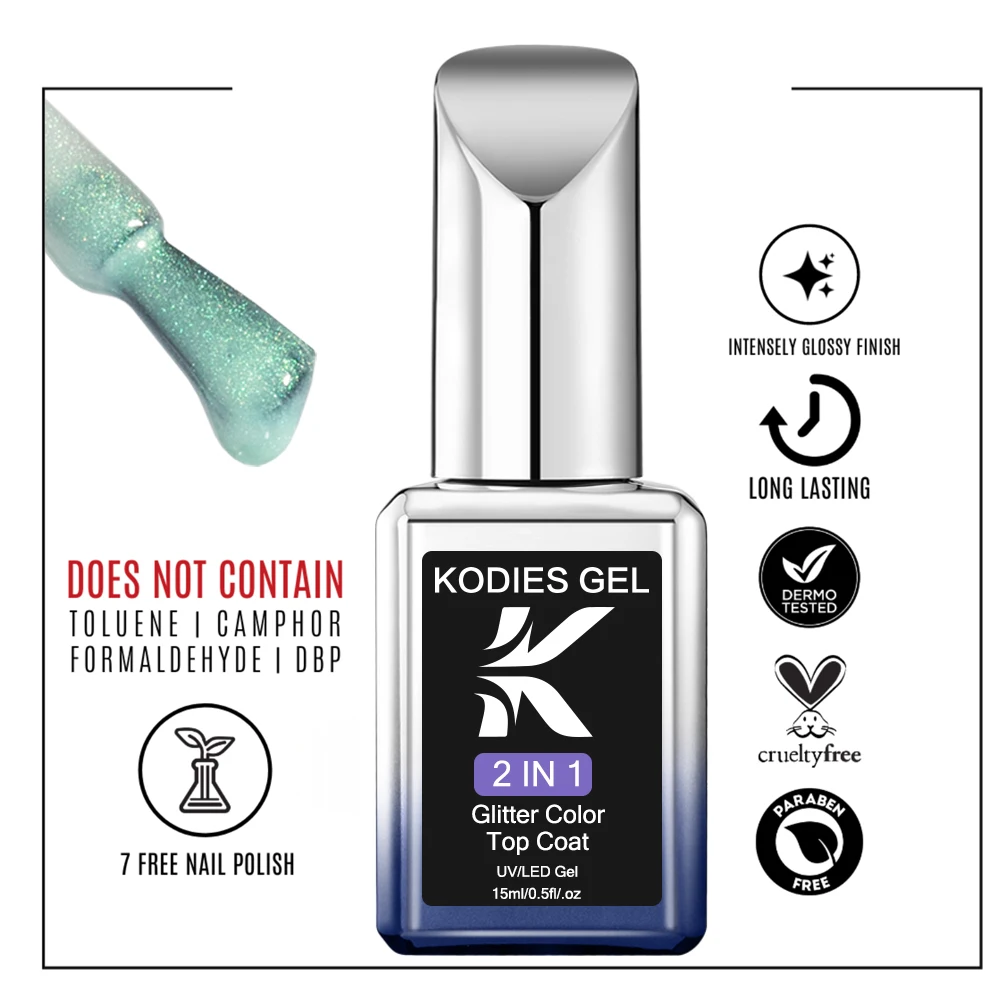 Kodies Gel Chrom Gel Nagellack Dec klack kein Wisch Perle Aurora Meerjungfrau Glitter Nagellack 15ml semi permanente UV-Gel-Finish