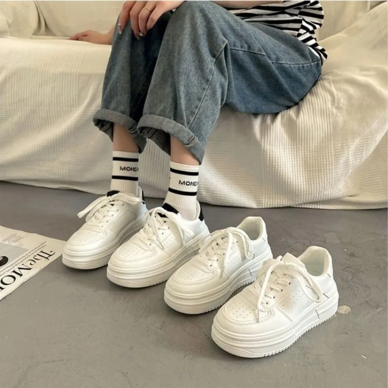 Chunky sneakers damskie 2024 wiosna jesień nowe modne buty na platformie wszechstronne oddychające białe buty w stylu casual Zapatillas De Mujer