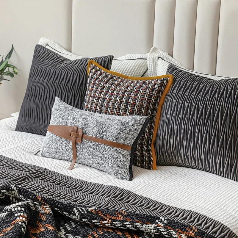 30X50/45X45/50X50CM Gray Throw Pillow Cover Modern Minimalist Waist Cushion Cover Decor Home Decorative Pillowcase