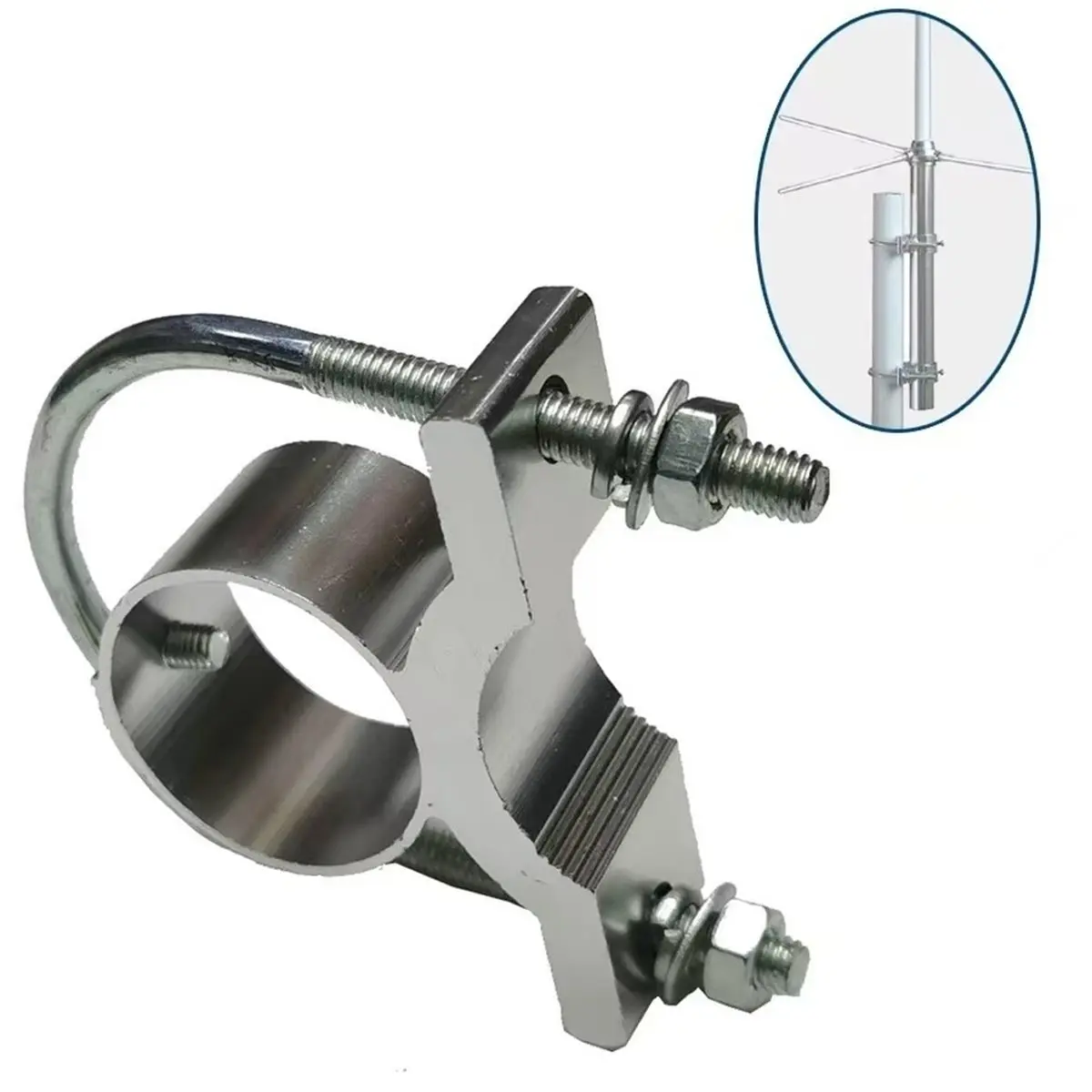 【MUST-HAVE LIST】 Fiberglass Antenna Clamp U-Shaped Pipe Clamp Bracket Fixing Accessory with Screws Included, Inner Diameter 30mm