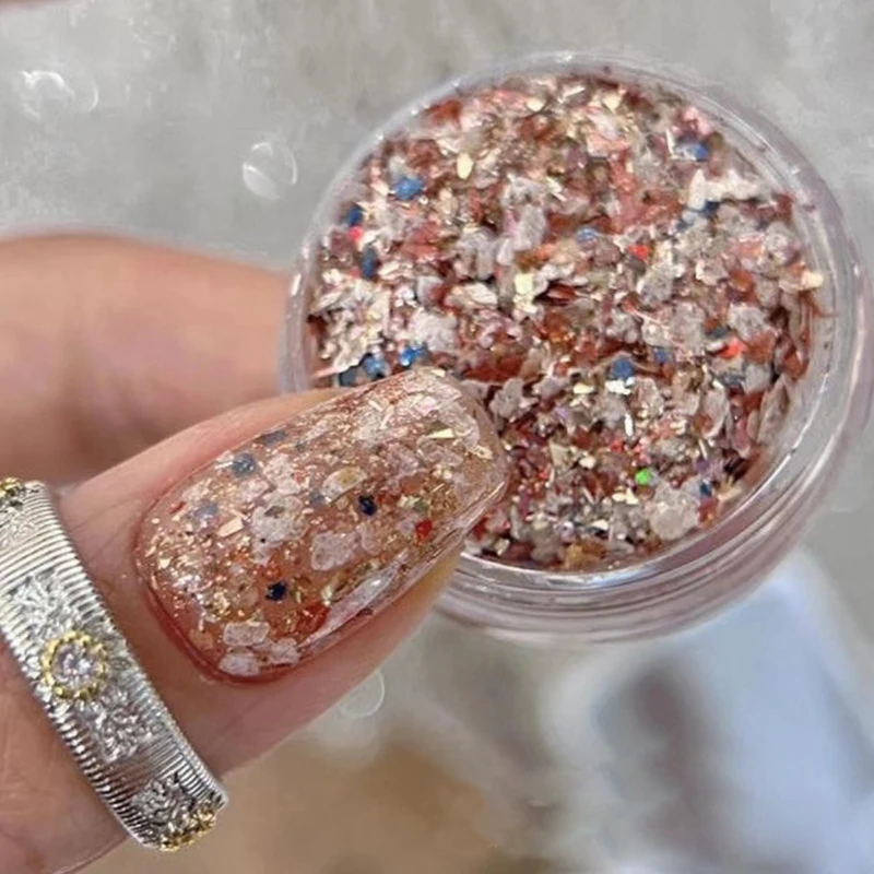 1box Nail Art Glitter Chips Coloful Mixed Nanyang Style Sequins and Glitter Gold Foil Decor Rhinestone Accessories DIY Nail Art