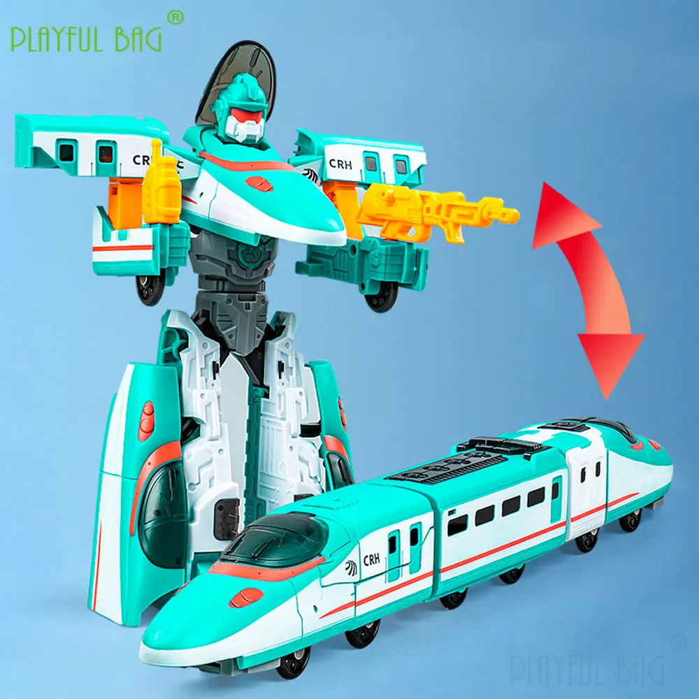 Train Mecha Deformation Bidirectional High-speed Train Model Fusion Robot Action Figures Children's Toys Christmas Gifts ZG353