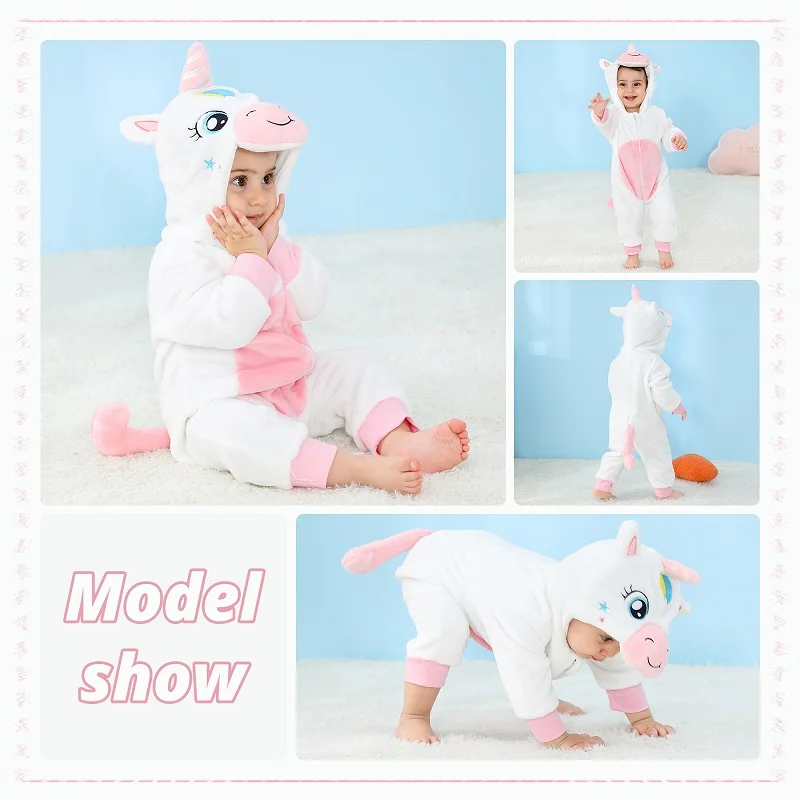 MICHLEY Carnaval White Unicorn Winter Baby Romper Winter Halloween Infant Costume Clothes Toddler Bodysuits Pajama Jumpsuit Girl