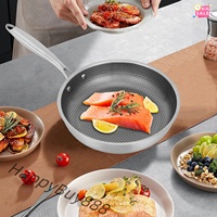 410 28cm Stainless Steel Frying Pan Household Frying Pan Honeycomb Non-stick Skillet Steak Cooking Pan Kitchen Tool