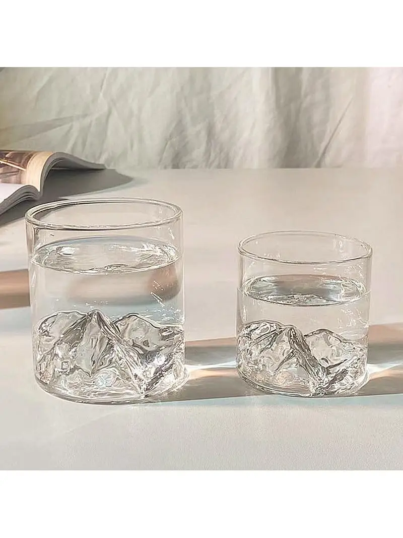 High Borosilicate Glass Whiskey Cup Transparent Mountain View Cup Single Layer Home Water Cup Baby Bo Hong Brand Irregular Shape