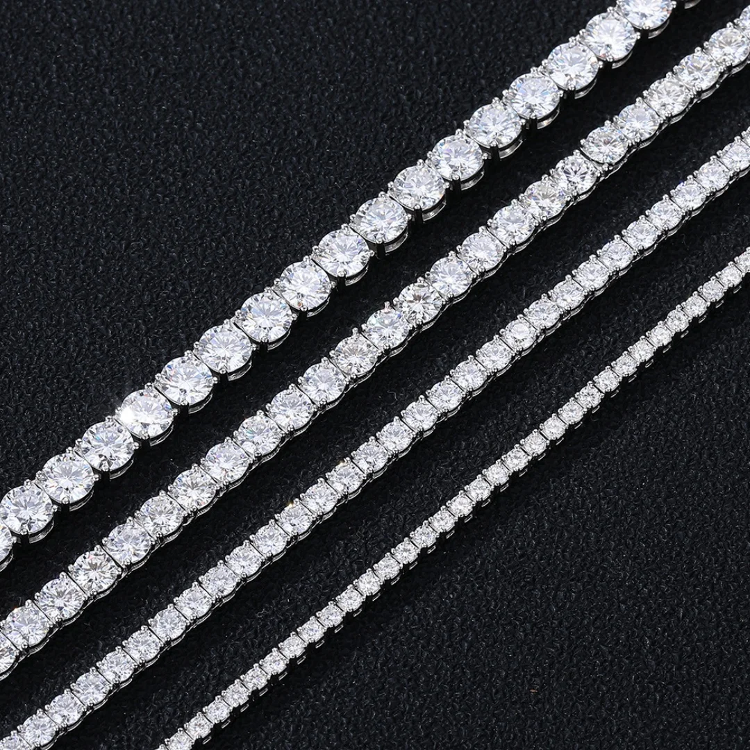 D VVS1 Moissanite Pass Diamond Test Tennis Necklace 925 Sterling Silver Shining for Women Man Wedding Jewelry Gift Fast Shipping