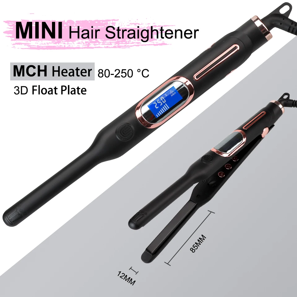 Pencil Flat Iron Mini Hair Straightener Fast Heating Beard Straightening Iron Small Flat Iron For Short Hair Straightener