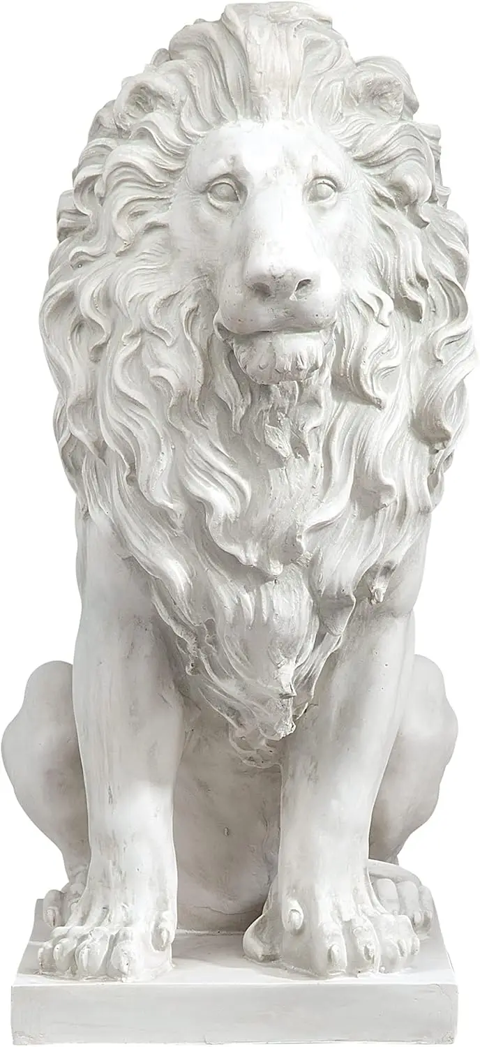 Estatua de león toscano de diseño, sentinela de florencia para interiores y exteriores, piedra fundida de 28 pulgadas de alto, animal de resina con acabado antiguo