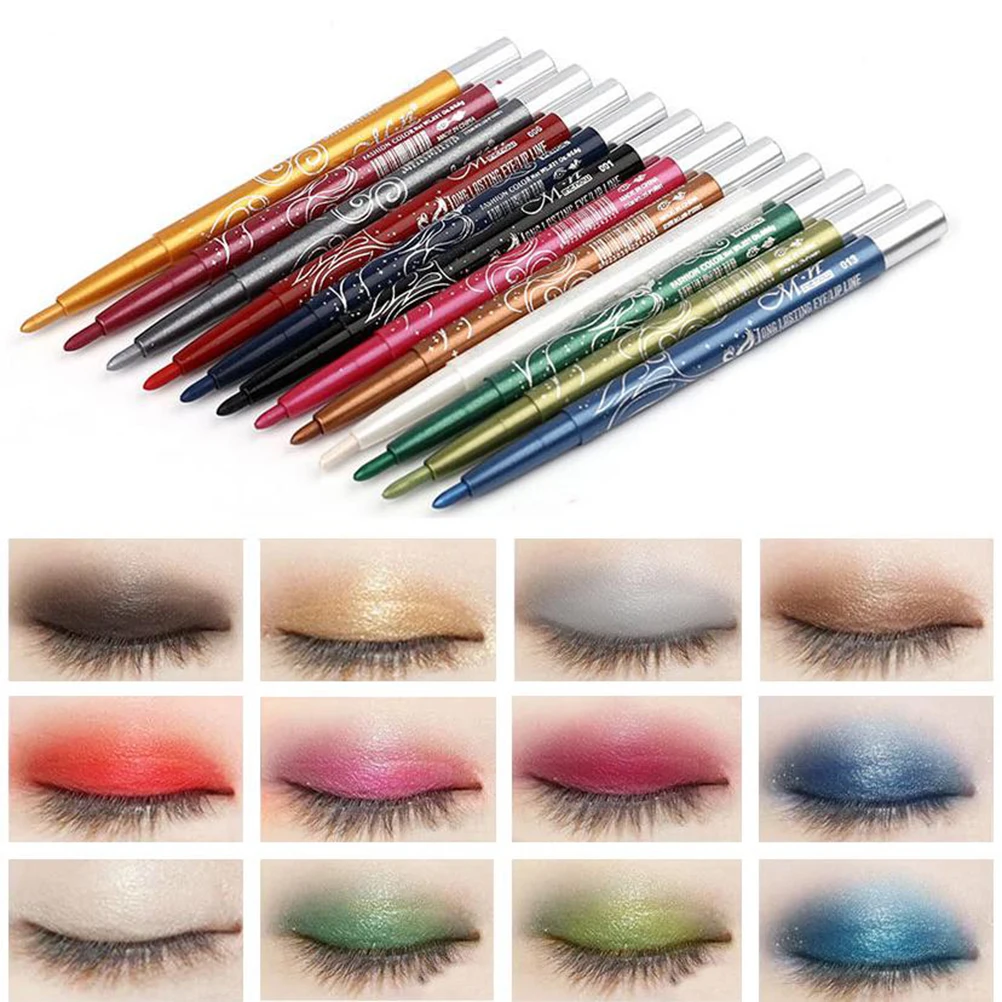 12 pcs Eyeshadow Women Pen Waterproof Long Lasting Shimmer Pearl Makeup Women Pen Set