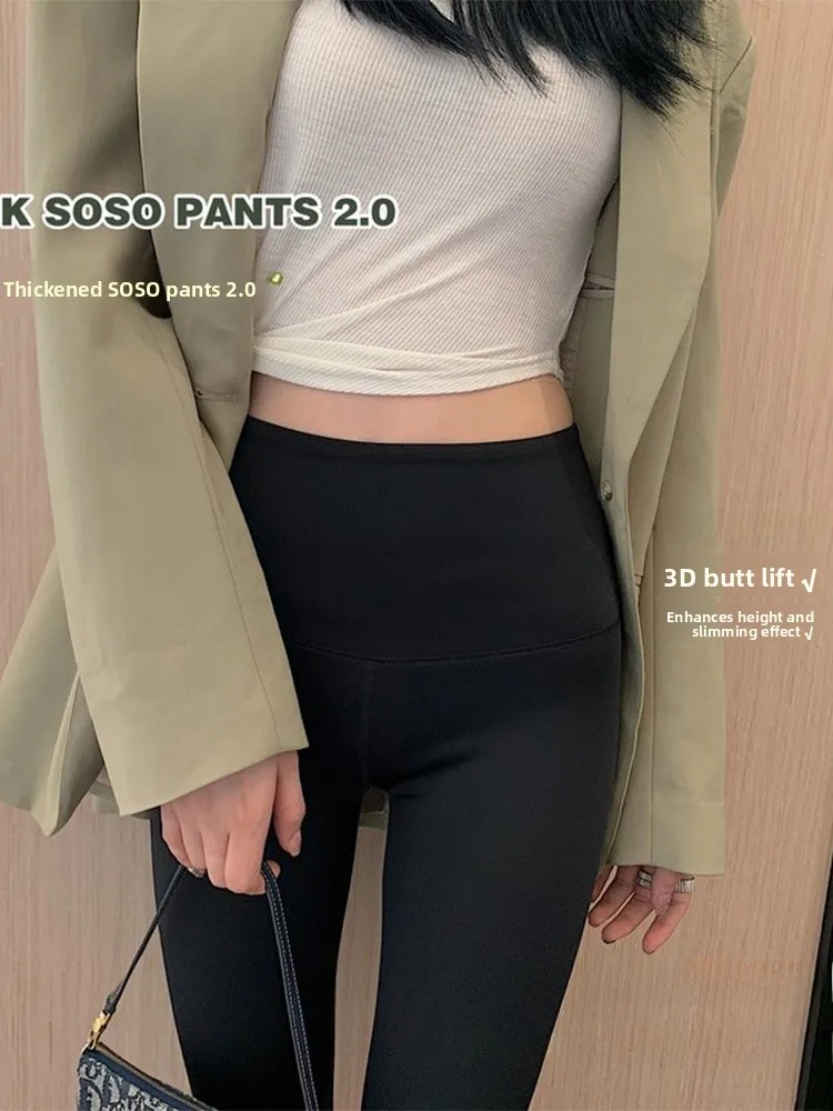 Cintura alta thiened yoga fitn calças femininas arca pele primavera outono inverno sle abdômen uma perna emagrecimento