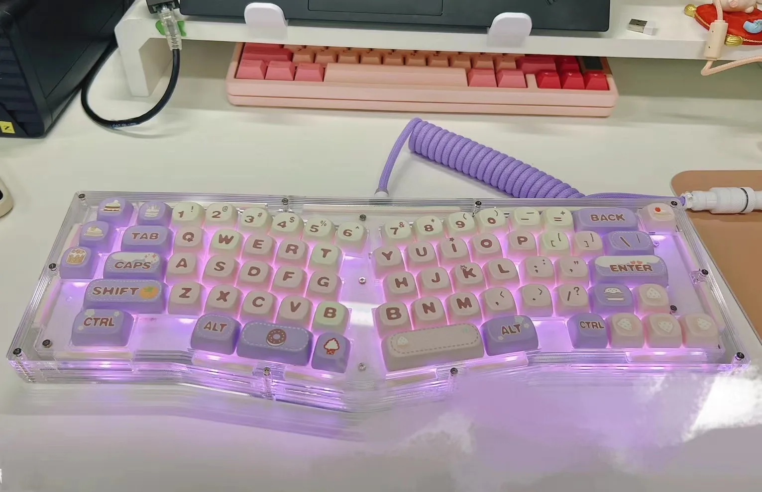 140 Keys Strawberry Taro Paste MOA Height Key Cap Cute gift Sublimation Mechanical Keyboard Keycaps Keyboard Cap