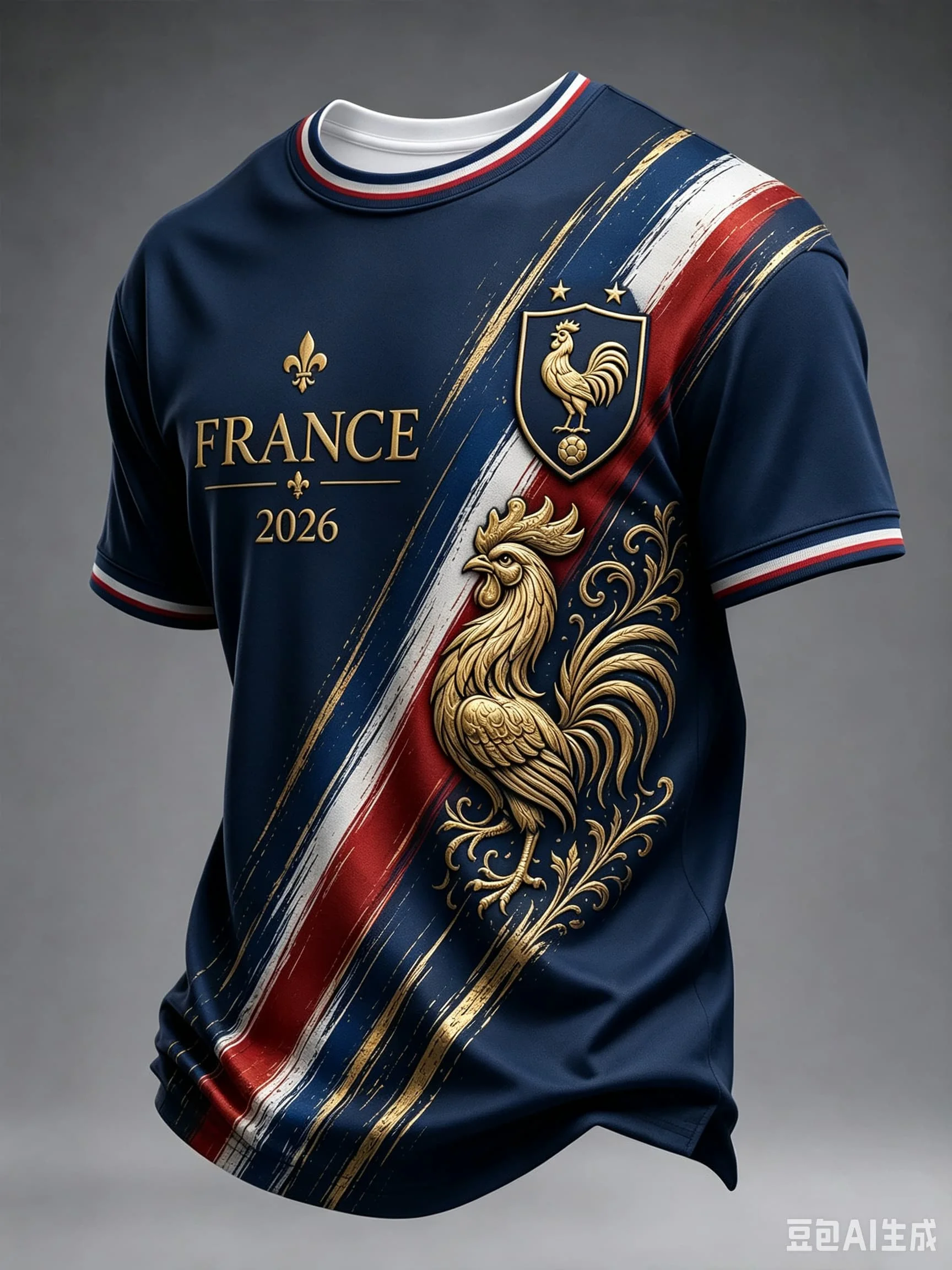 2026 France National No.10 Soccer Jersey Men Women Rooster Blue Red Splice Short Sleeve Football T-Shirt Fans Sport Training Top