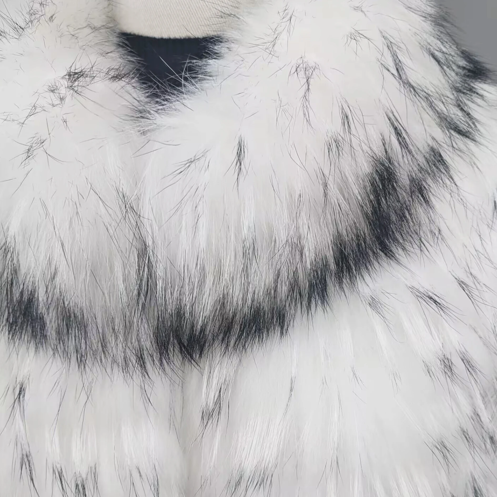 Women's Striped Real Silver Fox Fur Coat, Long Cardigen with Wool Lining, Big Size Clothes, Elegant Outwear, Spring, Lux18A09164