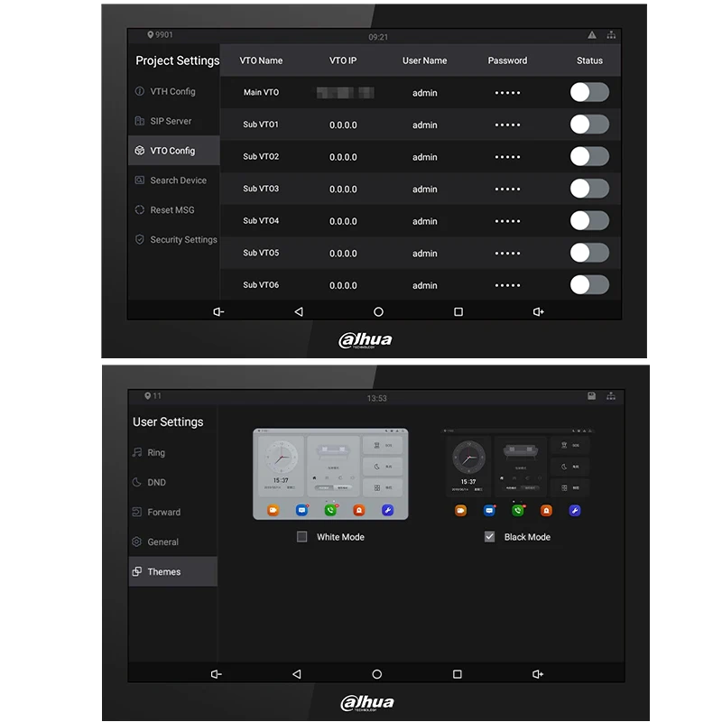 داهوا VTH5341G-W أندرويد POE 10 بوصة الرقمية داخلي رصد الفيديو الداخلي المدمج في المتكلم اللاسلكية الجرس المنزل الذكي الأمن