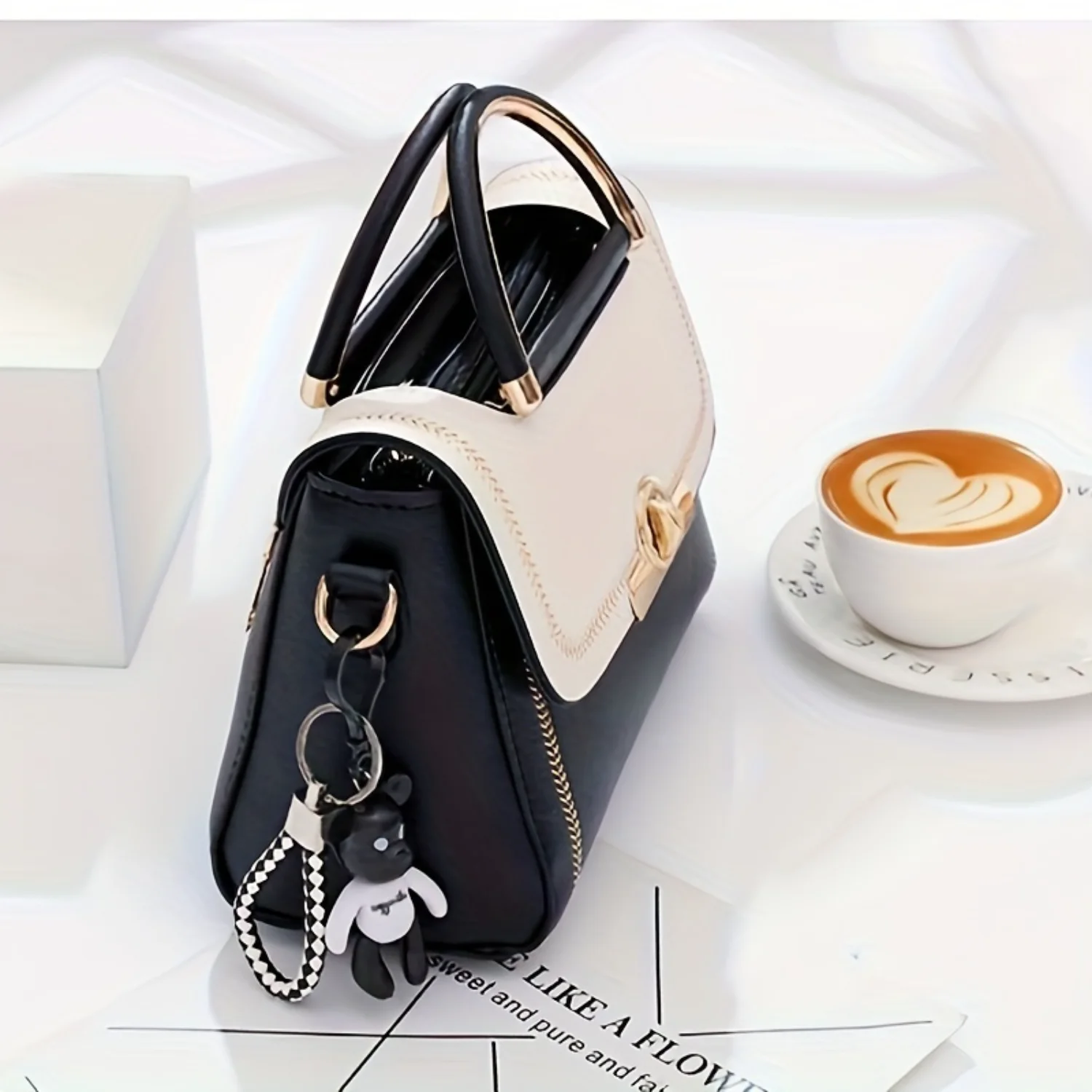 Elegant Women's Top-Handle Bag, Stylish Minimalist Purse For Work & Dating, PU Leather Shoulder Bag With Adjustable Strap