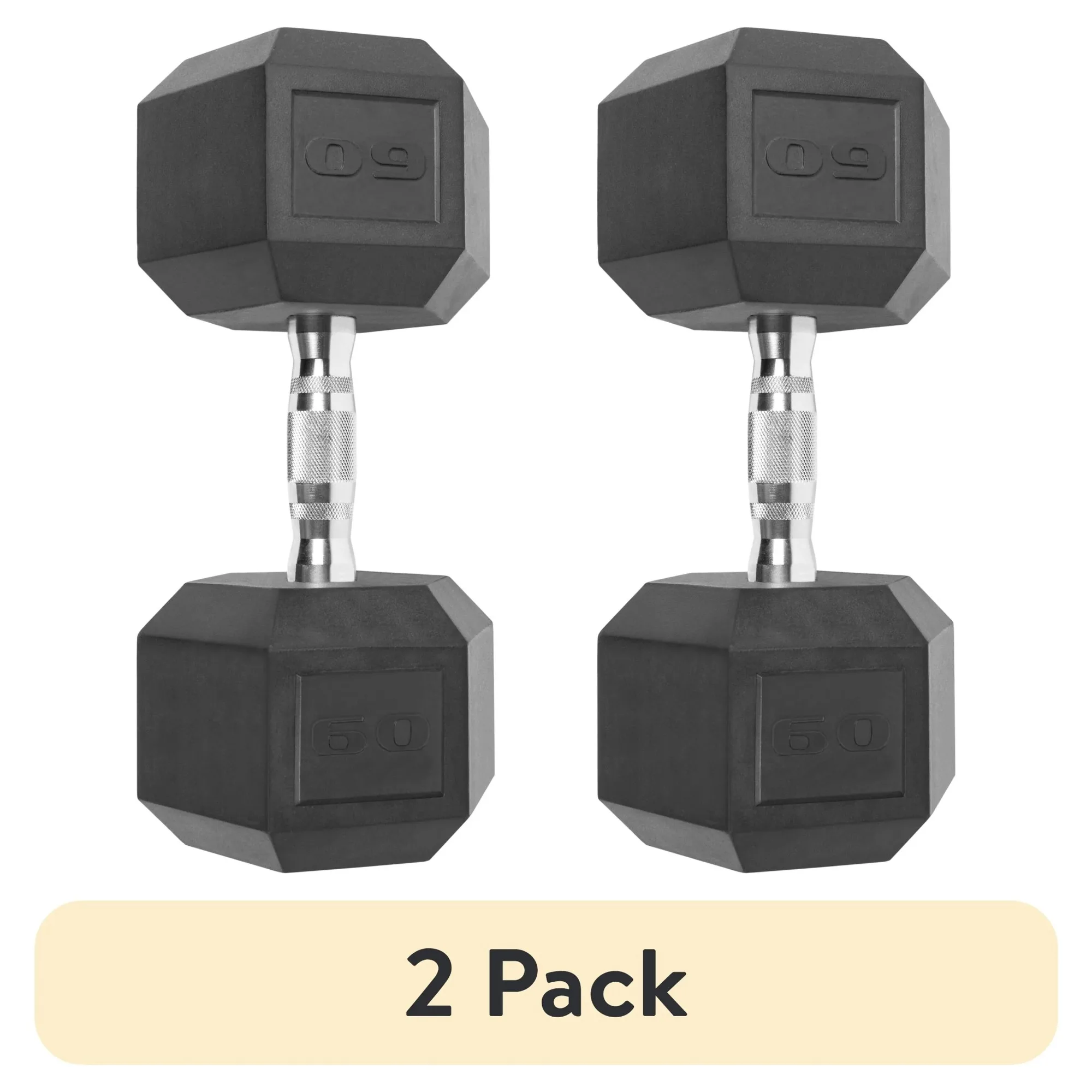 

(2 pack) Barbell, 60lb Coated Hex Dumbbell, Single