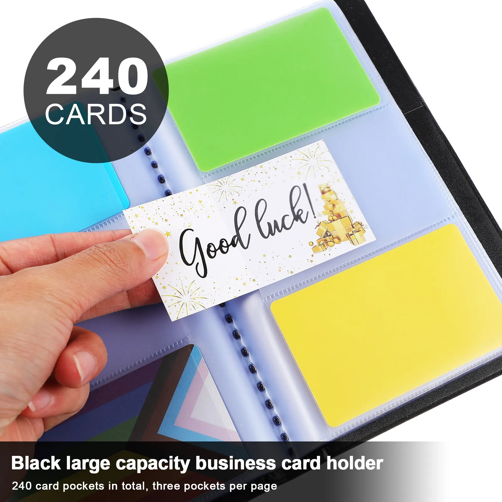 Business Card Holder Book 240 Slots Large Capacity Name Card Organizer for Office Travel Portable Storage