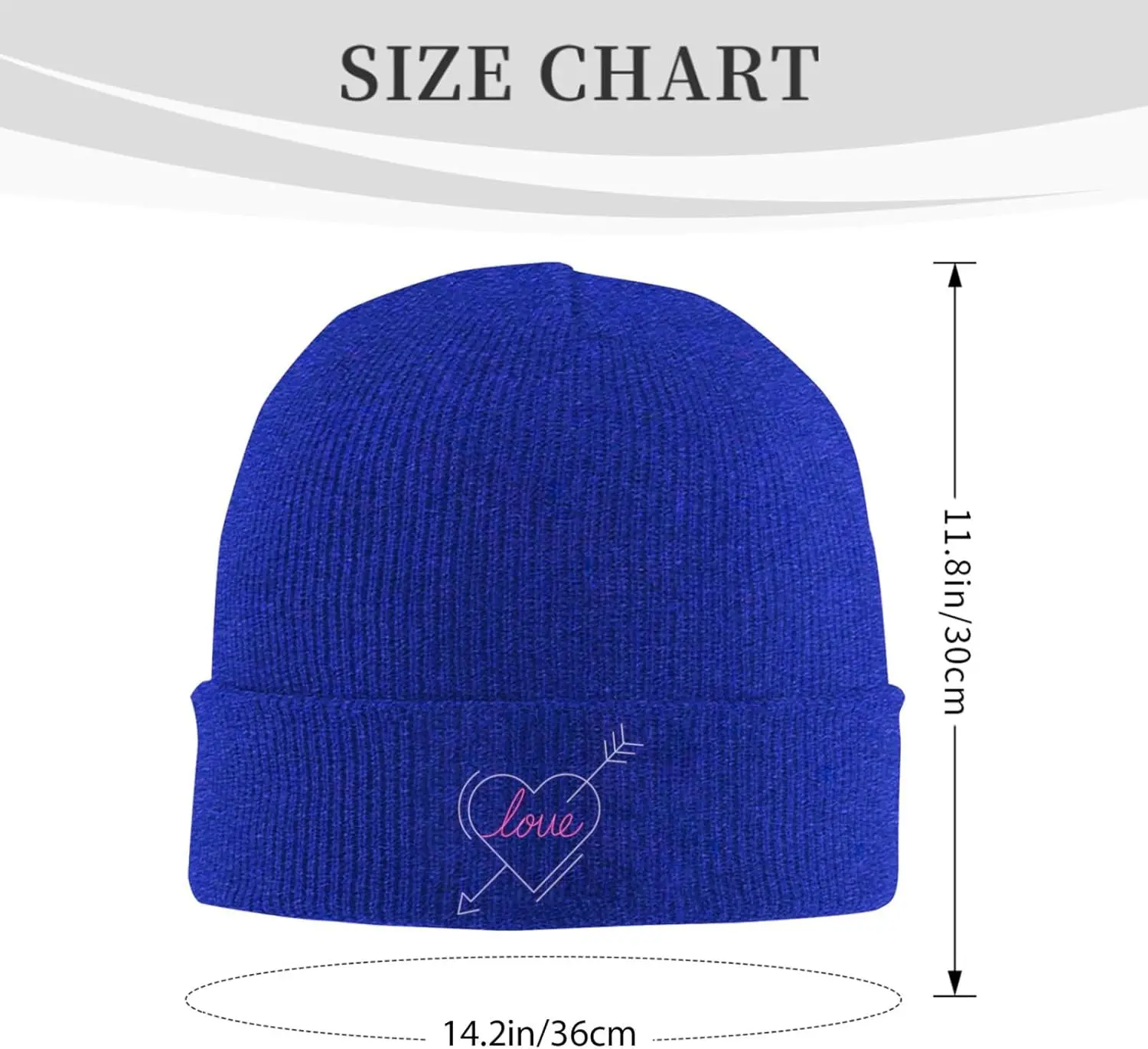 Heart with Arrows Beanie for Men Women Winter Soft Warm Knit Cuffed Hats Skull Cap Soft Warm Winter Stretch Knit Beanies Print
