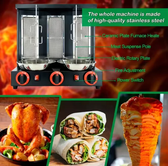 Doner Kebab Equipment Chicken Grill Automatic Rotisserie Camping Cast Iron Cooking Stove Grill Vertical Roasters