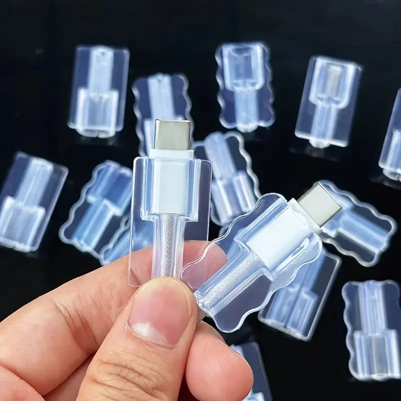 10pcs Clear Charging Cable Sleeves, Anti-Breakage Protector for Apple/Android Cords, Easy Install