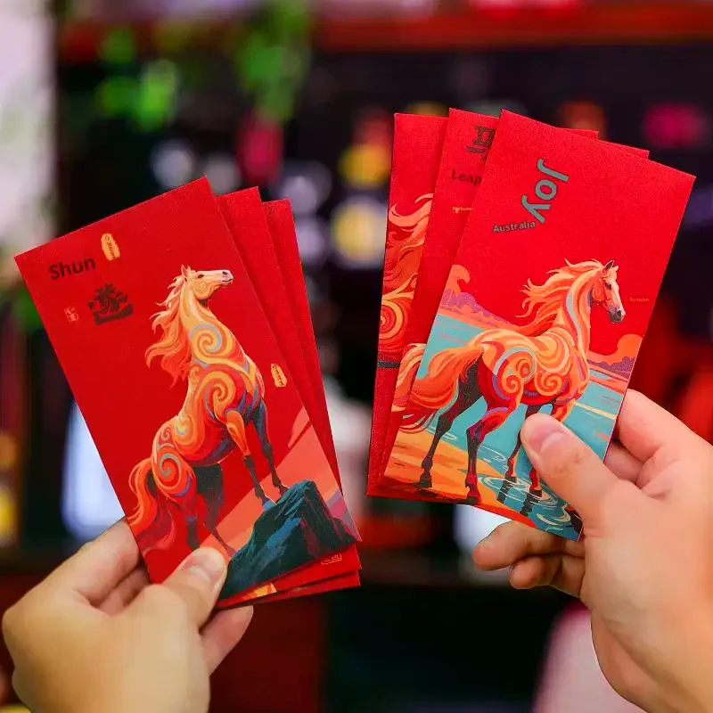 

6Pcs Paper 2026 Horse Year Spring Festival Red Envelope Lucky Red Pockets Chinese New Year Money Envelope