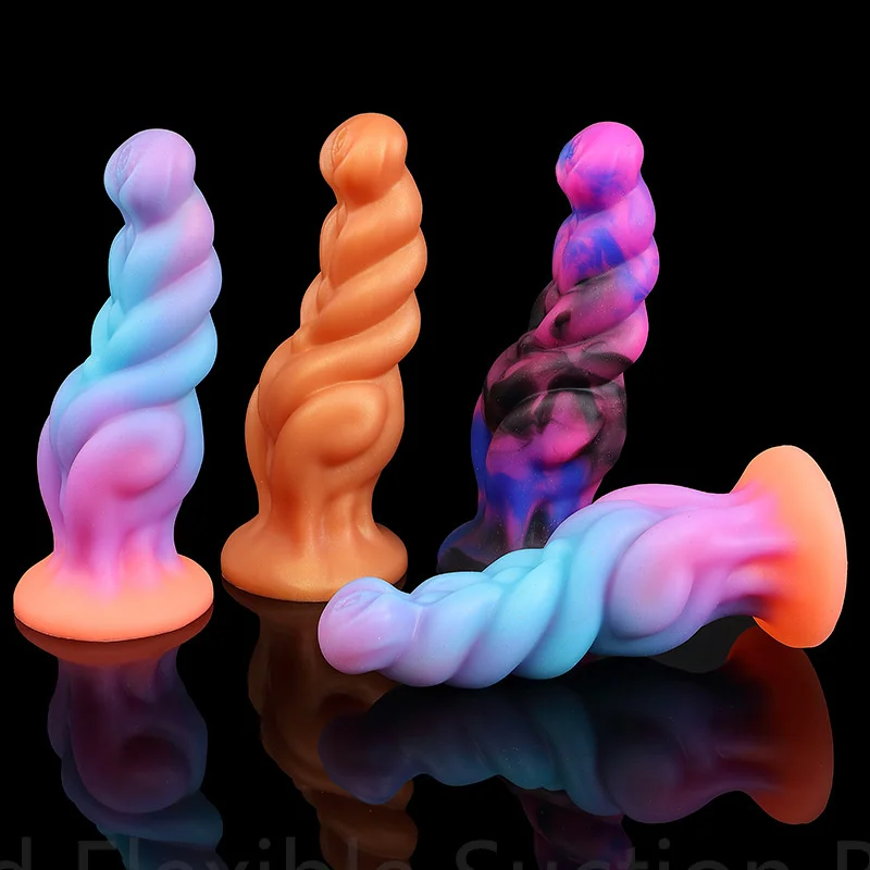 Vibrador de silicone unicórnio que brilha no escuro para homens, mulheres e casais, base de sucção firme e flexível, vibrador fantasia, textura exclusiva, silicone premium sem ftalato e seguro para o corpo