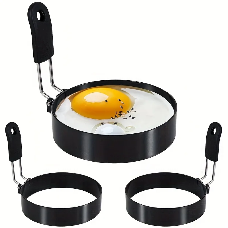 2-Pack Stainless Steel Egg Rings - Non-Stick, Easy Flip, Round Shape, Manual, Perfect for Birthday, Frying Eggs Cooking Gadgets