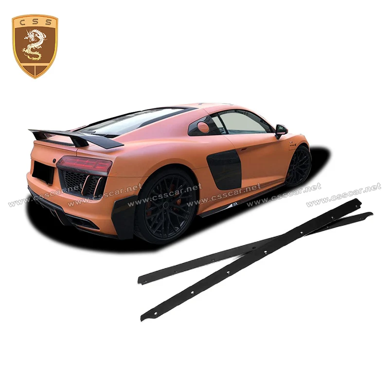 Car Side Skirt Black Carbon Fiber For Audi-R8 2016-2018 Accessories Original Add-on Style Auto Exterior Replace Parts