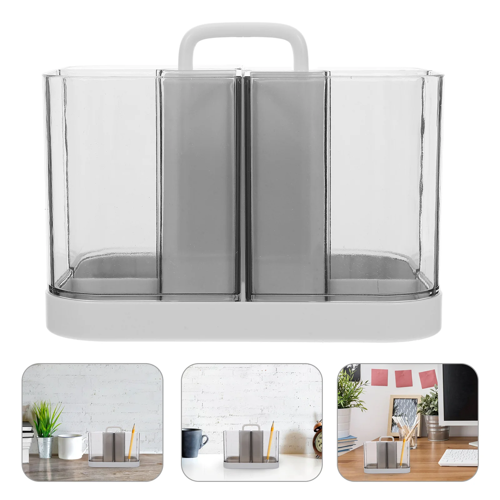 

Transparent Portable Stackable Desk Organizer Caddy Large Capacity Multifunctional Office Student Desktop Storage Plastic