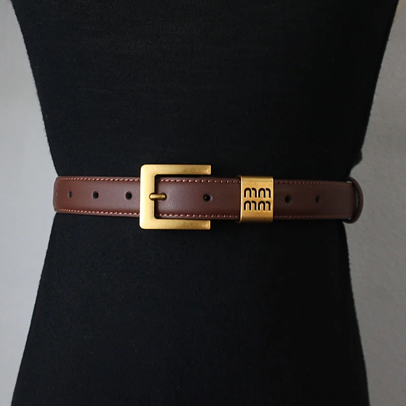 2025 Luxury Genuine Leather Belt for Women Cowhide Suede Belts with Trendy Square Alloy Buckle Ideal for Dresses and Jeans