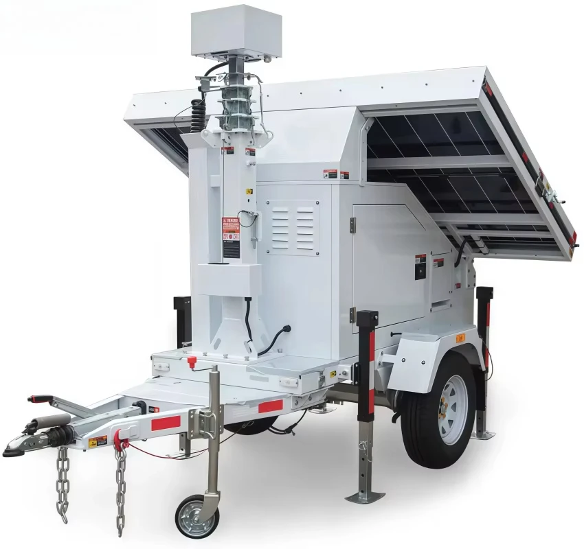 Outdoor CCTV Security Camera Trailer with IP67 5000K Daylight Solar/Electric Power for Remote Area webcam