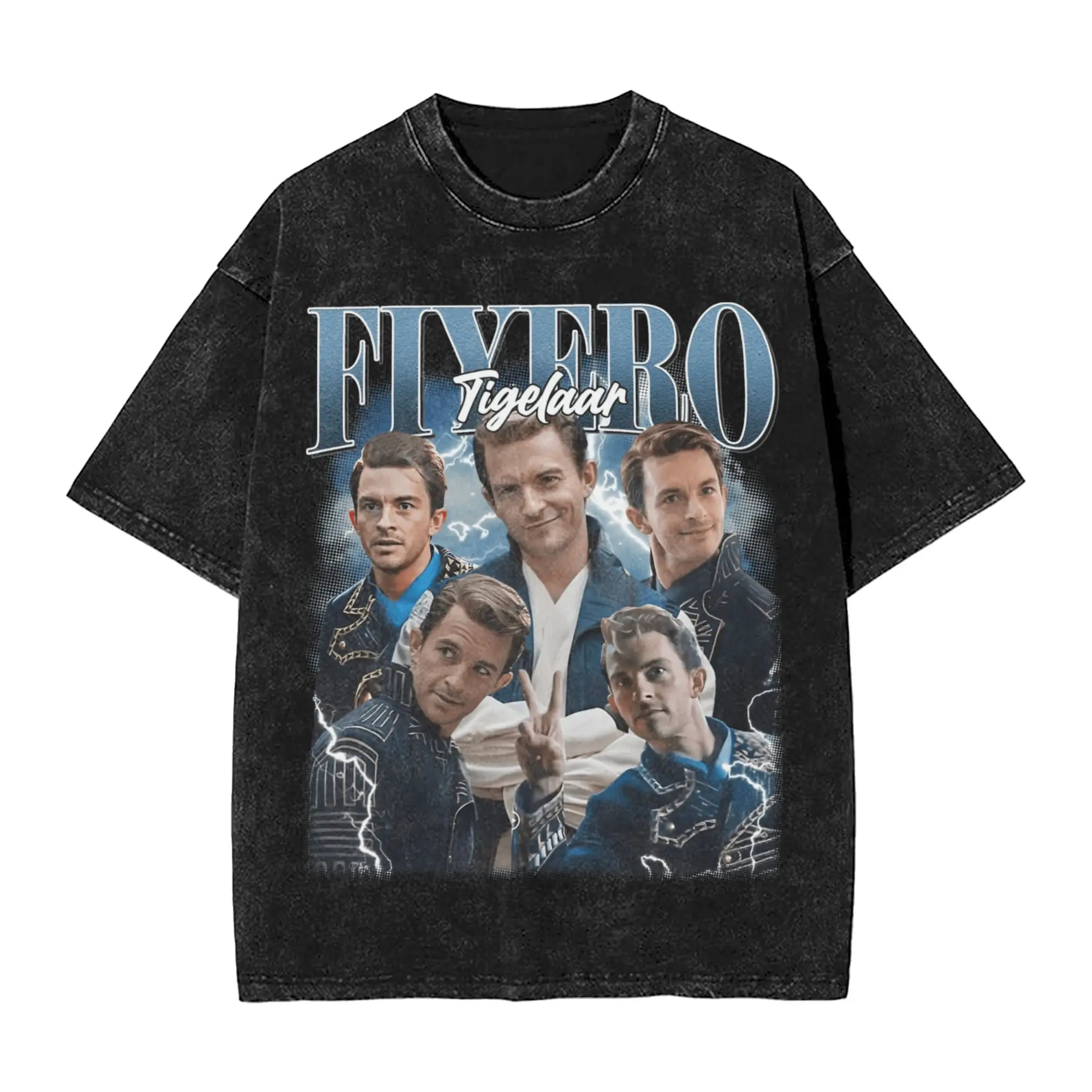 Jonathan Bailey Men T Shirts Washed Prince Fiyero Awesome Tees Short Sleeve O Neck T-Shirts Pure Cotton Plus Size Tops