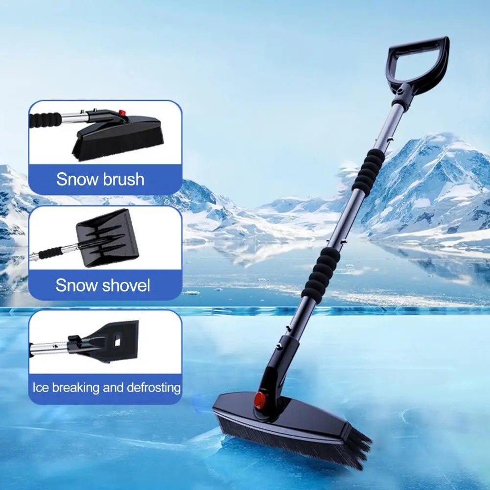 1 Set Practical Snow Brush Telescopic Adjustment Ice Scraper Labor-saving Winter Snowy Weather Defrosting Scraper  Easy Removal