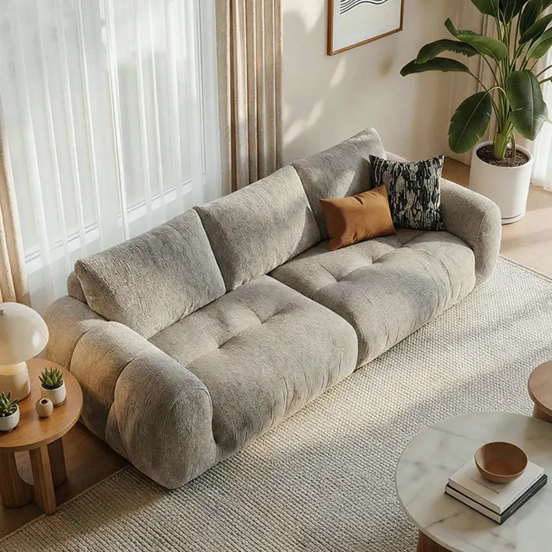for French Cream Style Snow Neil Puff Cloud Island Sofa Antique Living Room Small Apartment Straight Row Retro Sofa