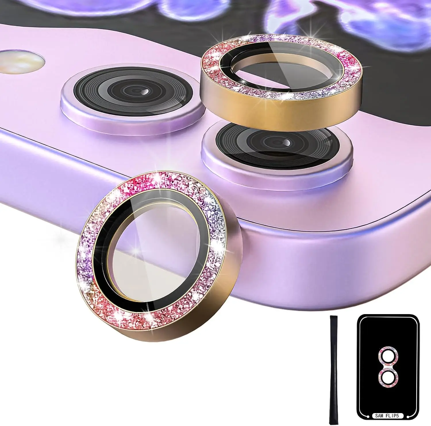 Camera Lens Screen Protector para Samsung Galaxy Z Flip 5, Tampa De Vidro Temperado, Metal