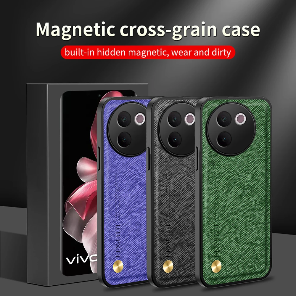 For vivo V30e 5G Case Cross Leather Texture Magnetic Shell For vivo V30e V 30e 5G TPU Frame Camera Protection Shockpoof Cover