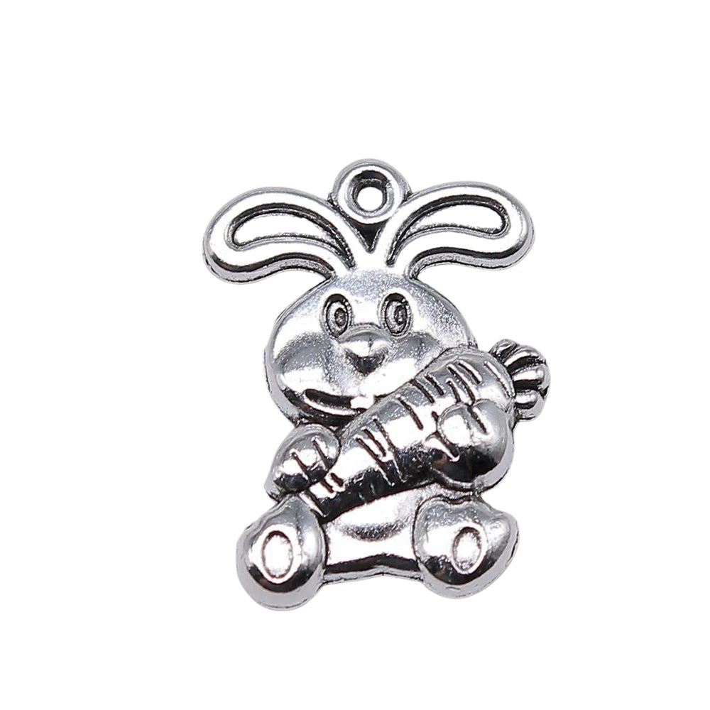 Diy Accessories Rabbit With Carrot Charms Jewellery Making Supplies 21x15mm 10pcs